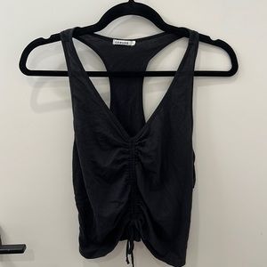 Adjustable Length Scrunch Black Tank Top